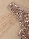Chic Split Formal Party Long Sequin Evening Dress