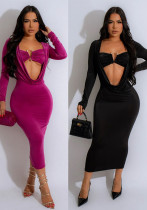 Sexy Deep V Neck Long Sleeve Slim Midi Dress Sexy Deep V Neck Long Sleeve Slim Midi Dress
