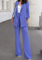 Autumn And Winter Solid Color Career Blazer High Waist Trousers Two-Piece Suit Autumn And Winter Solid Color Career Blazer High Waist Trousers Two-Piece Suit