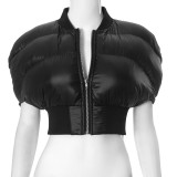 Women's Autumn Short Sleeve Slim Waist Cotton Padded Jacket