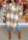 Autumn And Winter Women's Long Sleeve Plaid Shirt Long Coat