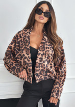 Women Long Sleeve Crop Leopard Blazer Jacket Women Long Sleeve Crop Leopard Blazer Jacket