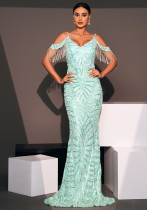 Women suspenders V-neck sexy sequins Formal Party fishtail evening dress Women suspenders V-neck sexy sequins Formal Party fishtail evening dress