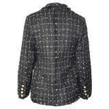 Women Autumn and Winter Turndown Collar Double-Breasted Blazer