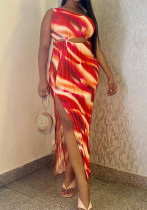 Summer Women Slash Shoulder hollow print slit bodycon dress Summer Women Slash Shoulder hollow print slit bodycon dress