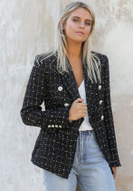 Women Autumn and Winter Turndown Collar Double-Breasted Blazer Women Autumn and Winter Turndown Collar Double-Breasted Blazer