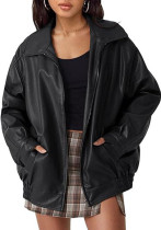 Plus Size Women Autumn PU-Leather Coat Plus Size Women Autumn PU-Leather Coat