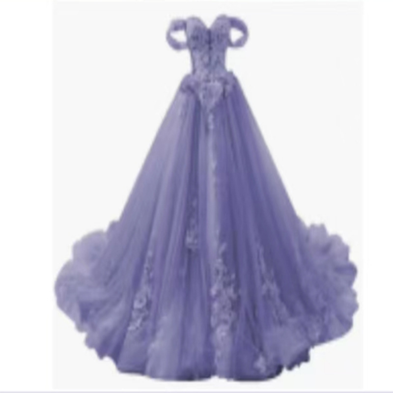 luxury wedding gown summer bride Off Shoulder puffy evening dress(Processing time need 3-6 days)