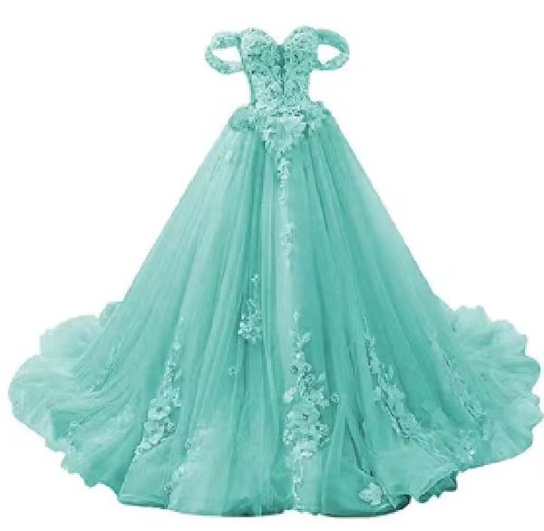 luxury wedding gown summer bride Off Shoulder puffy evening dress(Processing time need 3-6 days)