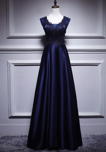 luxury wedding gown women lace patchwork sleeveless Formal Party evening dress（Processing time need 3-6 days）