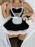 Women Black and White Lace Role Play Sexy Lingerie