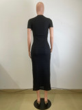 Women French Retro Knitting Short Sleeve Dress
