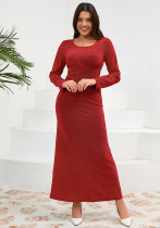 Autumn winter Round Neck long-sleeved shiny evening dress Slim Fit Formal Party Long gown Autumn winter Round Neck long-sleeved shiny evening dress Slim Fit Formal Party Long gown
