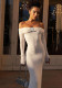 Women's autumn sexy Off Shoulder long sleeve solid color slit long dress