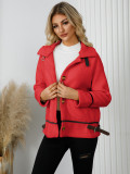 Women's Turndown Collar button lamb fleece jacket short coat