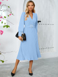 Autumn winter women's v-neck long-sleeved fashionable slim A-line long dress