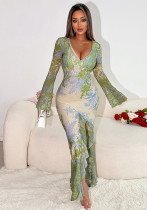 Women Fall Printed Irregular Dress Women Fall Printed Irregular Dress