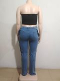 Women Button Casual Denim Pants
