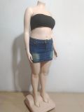Women Sexy Retro Washed Bodycon Denim Skirt