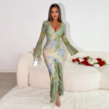 Women Fall Printed Irregular Dress