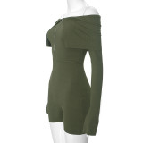 Women Sexy Long Sleeve Solid Romper