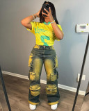 Women Trendy Style Cargo Denim Pants