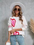 Plus Size Winter Women Valentine's Day Heart Print Sweater