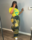 Women Trendy Style Cargo Denim Pants