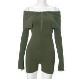 Women Sexy Long Sleeve Solid Romper