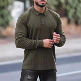 Men's Casual Turndown Collar Long Sleeve Polo Shirt Fashion Casual Long Sleeve Top