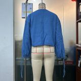 Women's Denim Jacket Y2K Bow Tie Long Sleeve Shirt Puff Sleeve Short Coat