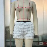 Sweet Casual Lace Solid Color Lace Shorts