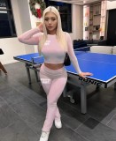 Fashion Trendy Letter Printed Long Sleeve Two Piece Pants Set