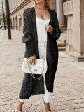 Fashion Solid Color Long Hollow Sweater Cardigan