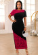 Round Neck Asymmetric Lace Patchwork Short Sleeve Party Dress
