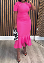 Women's Round Neck Short Sleeve Plus Size Sexy Fishtail Dress Women's Round Neck Short Sleeve Plus Size Sexy Fishtail Dress