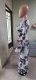 Women French floral print long sleeve dress