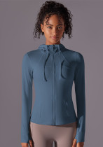 Long Sleeve Solid Color Zipper Pocket Hooded Sports Jacket Running Fitness Yoga Clothes Long Sleeve Solid Color Zipper Pocket Hooded Sports Jacket Running Fitness Yoga Clothes