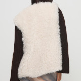 Elegant Women's Faux Fur Coat Autumn Winter Solid Color Fleece Sleeveless Vest