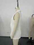 Women Fall Solid Round Neck Sleeveless Vest