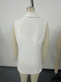 Women Fall Solid Round Neck Sleeveless Vest