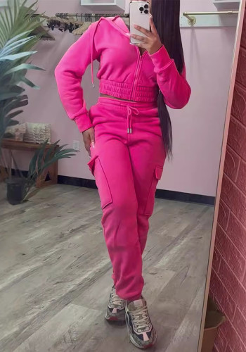 Autumn Winter Women's Fashion Hooded Long Sleeve Hoodies Pocket Sweatpants Tracksuit