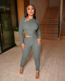 Women's Clothing Fashion Casual Cutout Solid Color Long Sleeve Tight Slim Jumpsuit