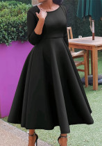 Plus size Women three-quarter sleeve round neck dress Plus size Women three-quarter sleeve round neck dress
