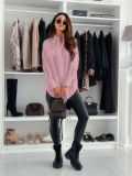 Women autumn and winter casual solid split long sleeve shirt