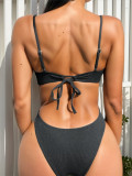 Women Bikini Sexy Backless Color Block Swimwear