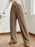 Women Fall and Winter Solid Casual Fleece Pants
