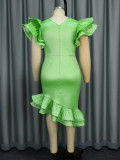 Women V-neck Ruffle Party Dress