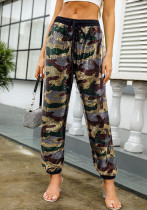 Women Camouflage Sequin Elastic Lace-Up Loose Straight Leg Cuff Pants Women Camouflage Sequin Elastic Lace-Up Loose Straight Leg Cuff Pants