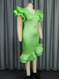 Women V-neck Ruffle Party Dress